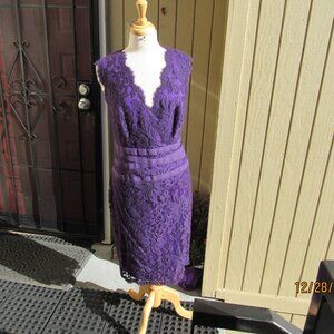 #730  NEW WOMAN'S PURPLE LACE DRESS BY MARY CRAFT  (SIZE 16)